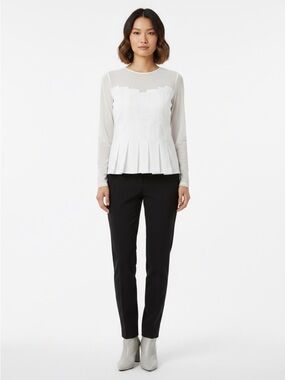 Anne Fontaine Sheer White Round-Neck Blouse